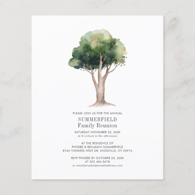 Papier Invitation à la réunion familiale de l'arbre d'aqu (Devant)