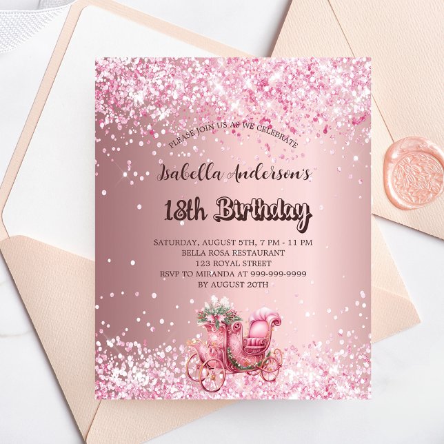 Papier Invitation à la voiture rose anniversaire (Créateur téléchargé)