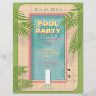 Papier Invitation à la volée de palmiers Pool