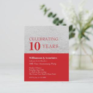 Papier Invitation à l'anniversaire de l'argent rouge