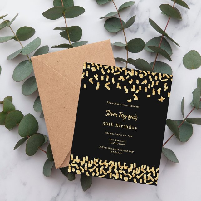 Papier Invitation à l'anniversaire de l'or noir (Créateur téléchargé)