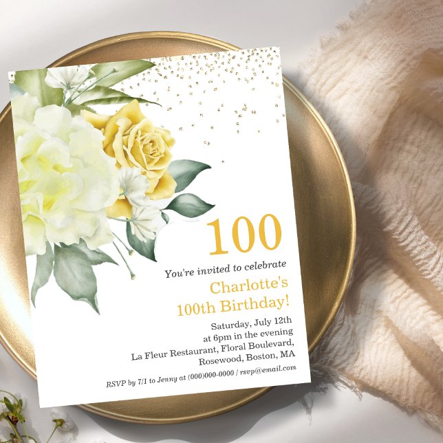 Papier Invitation à l'anniversaire du 100e budget de la f (Créateur téléchargé)