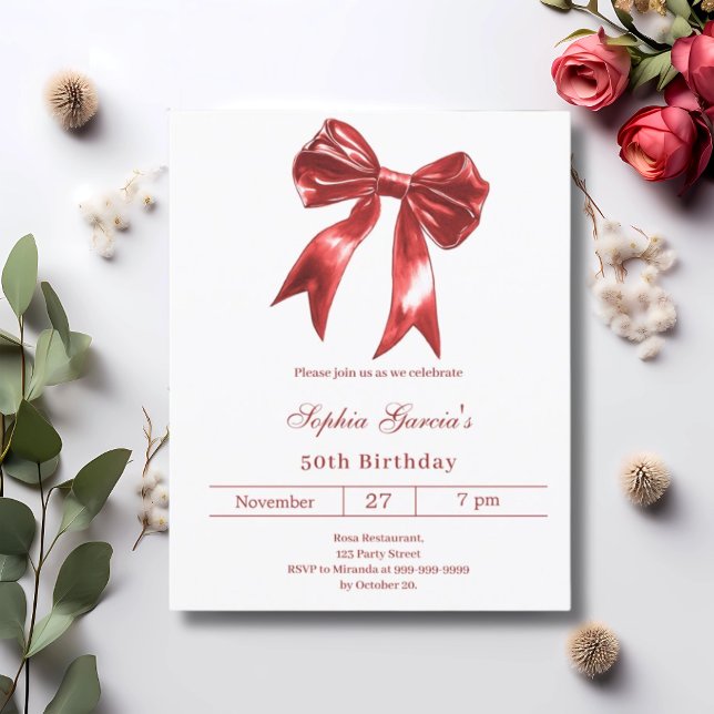 Papier Invitation à l'anniversaire en rouge blanc (Créateur téléchargé)