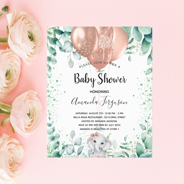 Papier invitation à l'eucalyptus baby shower (Créateur téléchargé)