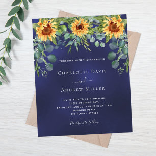 Papier Invitation à l'eucalyptus bleu marine des tourneso