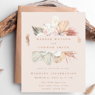 Papier Invitation à un mariage en herbe de Pampas à faibl