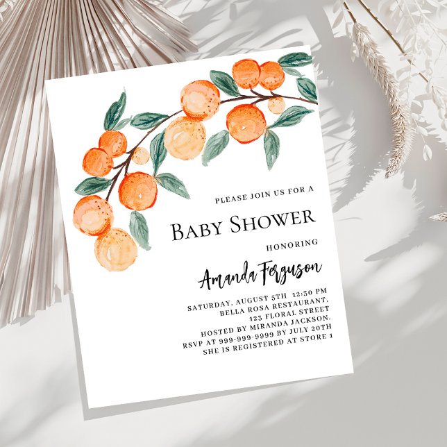 Papier Invitation à une baby shower Oranges (Créateur téléchargé)