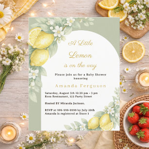 Papier Invitation à une baby shower verte au citron et à