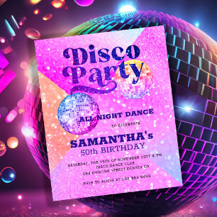 Papier Invitation à une fête d'anniversaire disco dansant