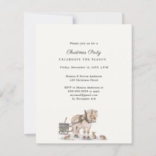 Papier Invitation à une fête de Noël au traîneau à cheval