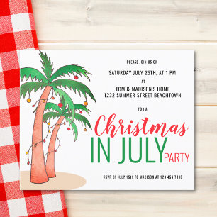Papier Invitation à une fête de Noël en juillet à budget