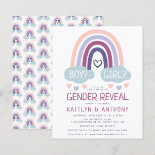 Papier Invitation à une fête de révélation du sexe arc-en