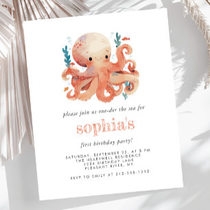 Papier Invitation Anniversaire 1 an Tentacule de poulpe a