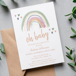 Papier Invitation au Baby shower arc-en-ciel bouché du bu