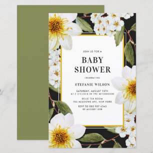 Papier Invitation au Baby shower botanique Dahlia et Spir