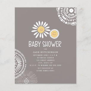 Papier Invitation au Baby shower Budget Daisy Boho