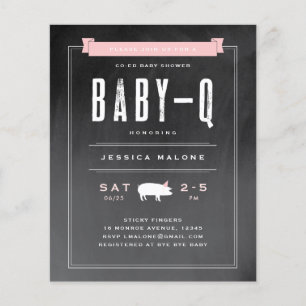 Papier Invitation au Baby shower coed BBQ Rose Bébé Budge