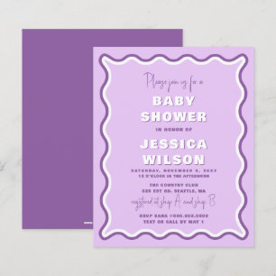 Papier Invitation au Baby shower de filles violettes à bu