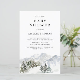 Papier Invitation au Baby shower de forêt hivernale de ne