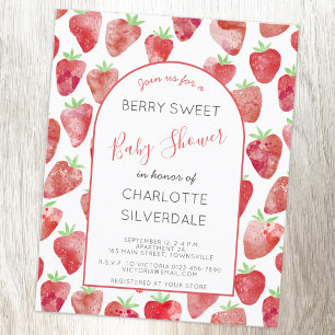 Papier Invitation au Baby shower de fraise budgétaire