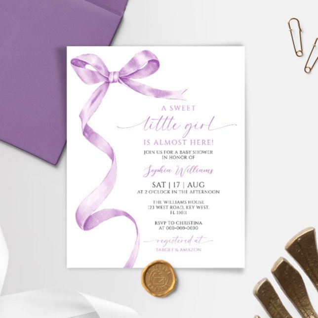 Papier Invitation au Baby shower de la fille de la béquil (Créateur téléchargé)
