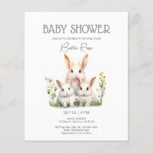 Invitation au Baby shower de lapin neutre sur le p