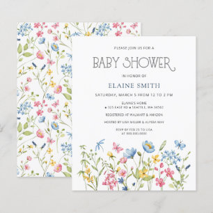 Papier Invitation au Baby shower de printemps des Fleurs