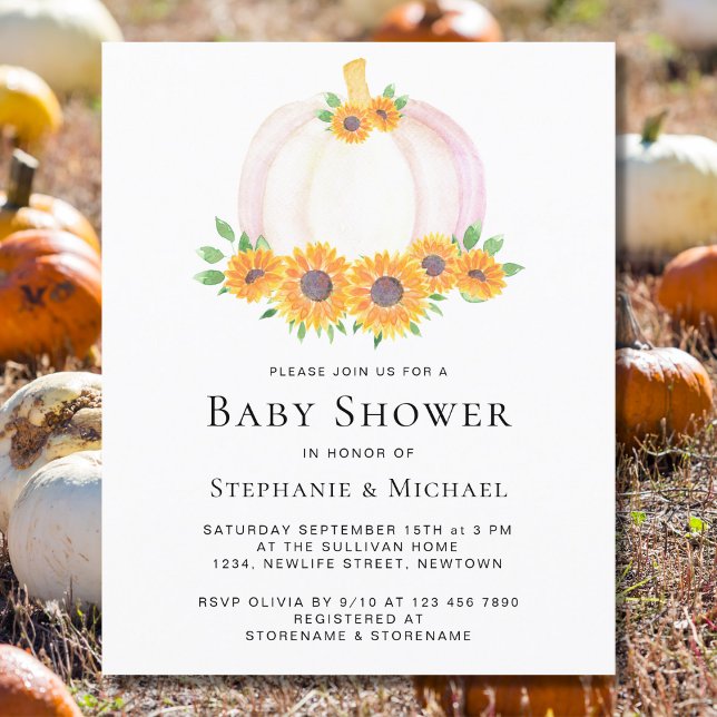 Papier Invitation au Baby shower des couples Citrouilles  (Créateur téléchargé)