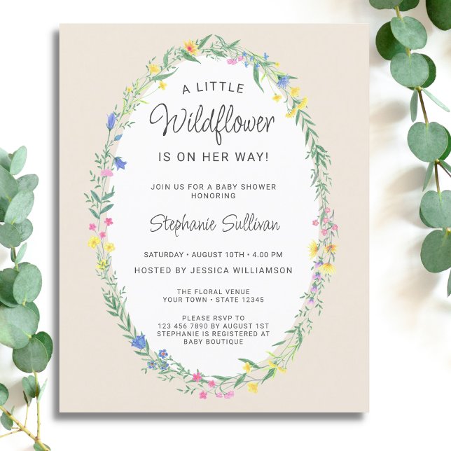 Papier Invitation au Baby shower du Fleur sauvage budgéta (Créateur téléchargé)