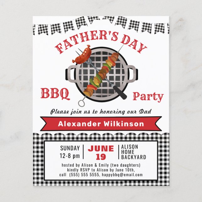 Papier Invitation au barbecue sur la Fête des pères de gr (Devant)