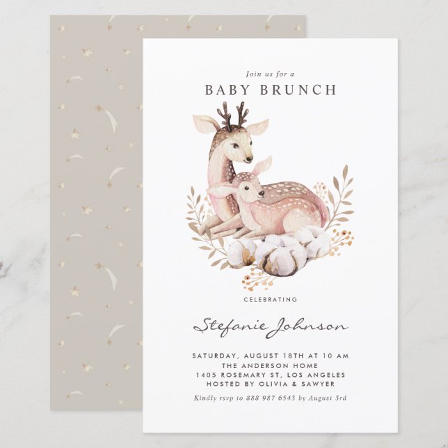 Papier Invitation au brunch pour bébé pour la chute de bé (Devant / Derrière)