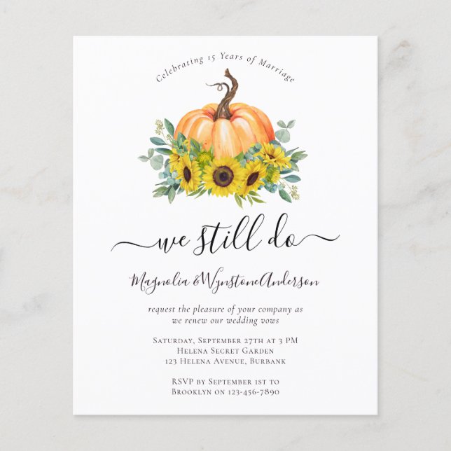 Papier Invitation au renouvellement du Vow de Citrouille  (Devant)