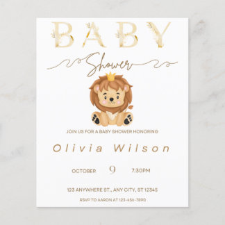 Papier invitation baby shower animal d'or