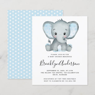 Papier Invitation Baby shower Blue Elephant BUDGET