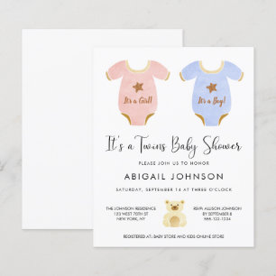 Papier Invitation Baby shower de jumelles budget