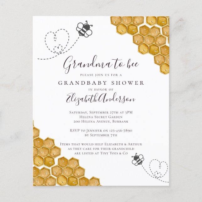 Papier Invitation Baby shower de la grand-mère du budget (Devant)