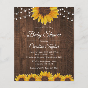 Papier Invitation Baby shower de tournesols et lumières r