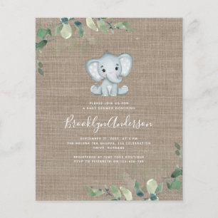 Papier Invitation Baby shower Eucalyptus Elephant BUDGET