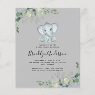 Papier Invitation Baby shower Eucalyptus Elephant BUDGET