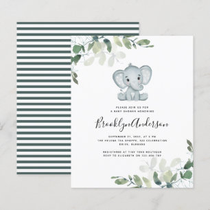 Papier Invitation Baby shower Eucalyptus Elephant BUDGET
