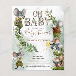 Papier Invitation Baby shower Festif hiver Wild Mice
