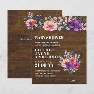Papier Invitation Baby shower Lilibet - Rustic Orange Pur