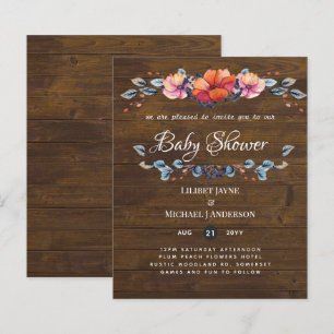 Papier Invitation Baby shower Lilibet - Rustic Orange Pur