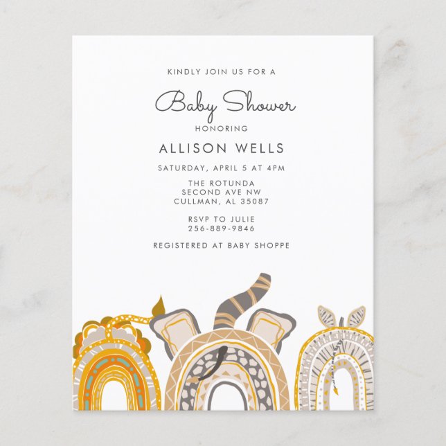 Papier Invitation Baby shower moderne (Devant)