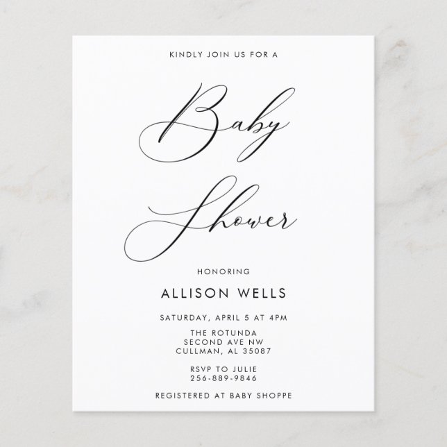 Papier Invitation Baby shower moderne (Devant)