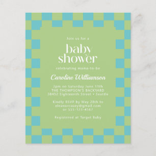 Papier Invitation Baby shower vert bleu tableau de contrô
