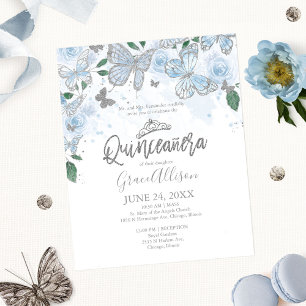 Papier Invitation bilingue pour Quinceanera papillon à bu