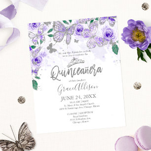 Papier Invitation bilingue pour Quinceanera papillon à bu