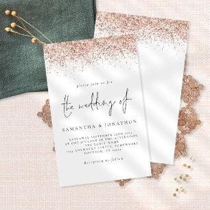 Papier Invitation blanc du Mariage de Parties scintillant