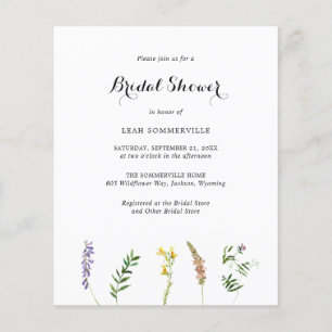 Papier Invitation Boho Fleur sauvage Budget Douche nuptia
